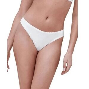 Skarlett Blue White‎ Cotton Thong Panty with Lace Trim Size M / #8133